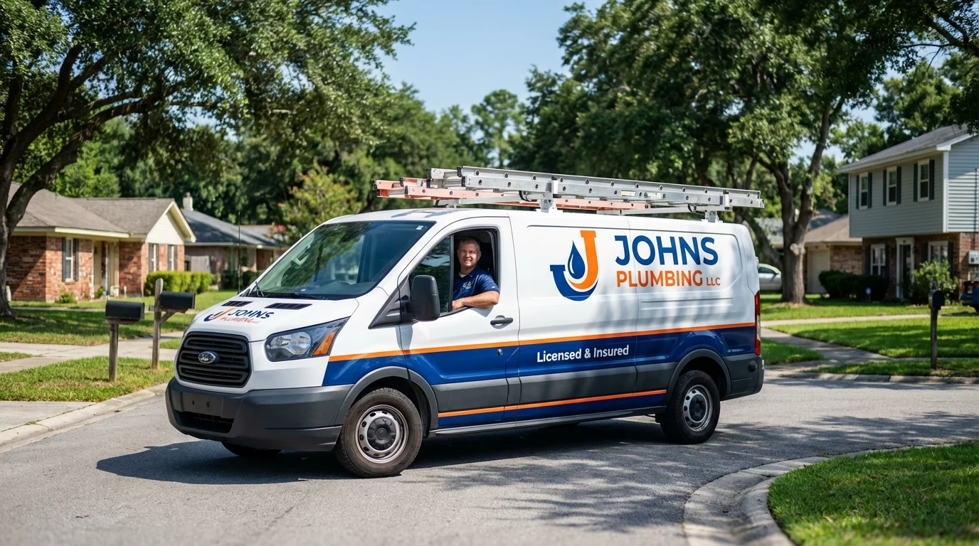Johns Plumbing LLC service van in Highland Park, NJ
