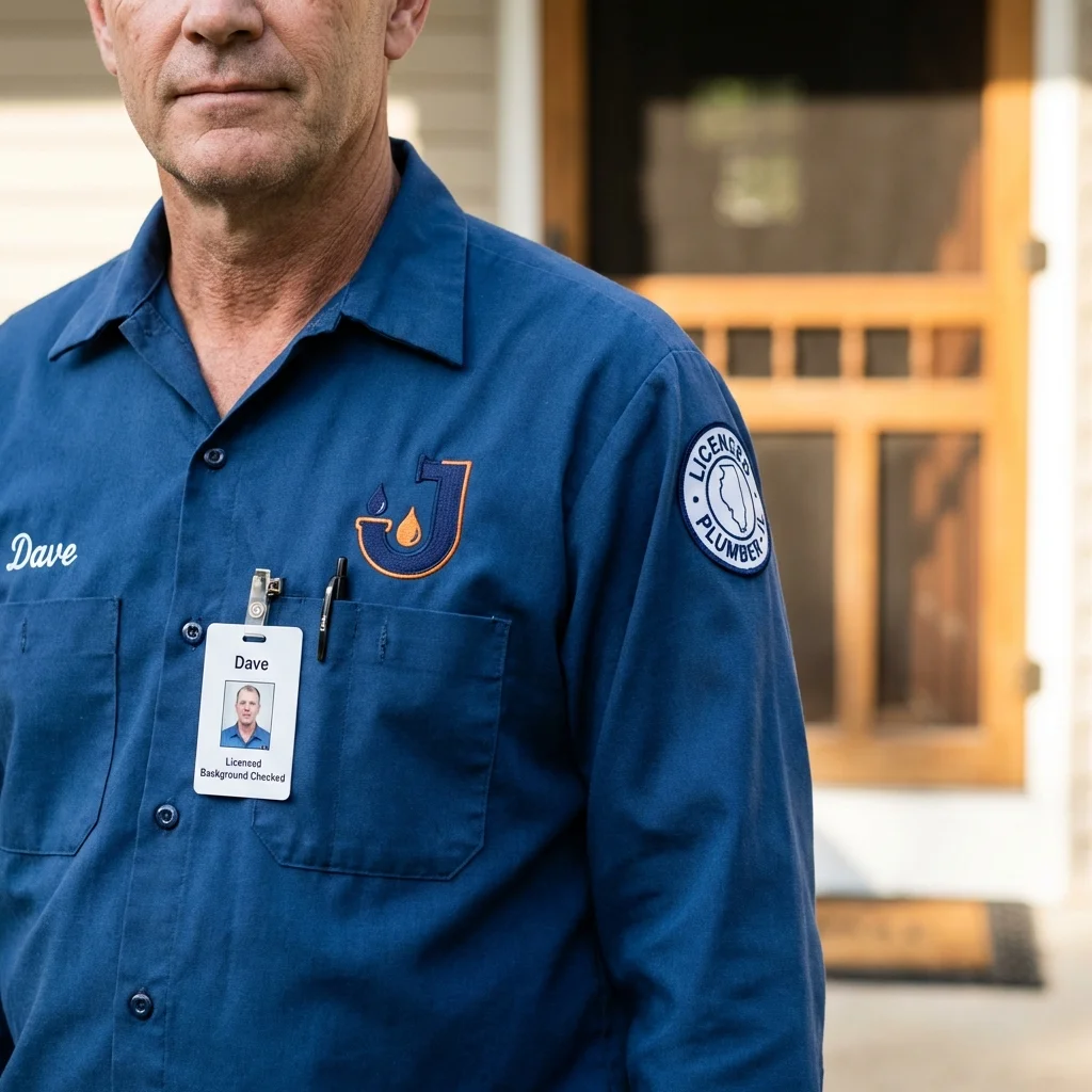 Licensed plumber showing ID badge in Highland Park, NJ