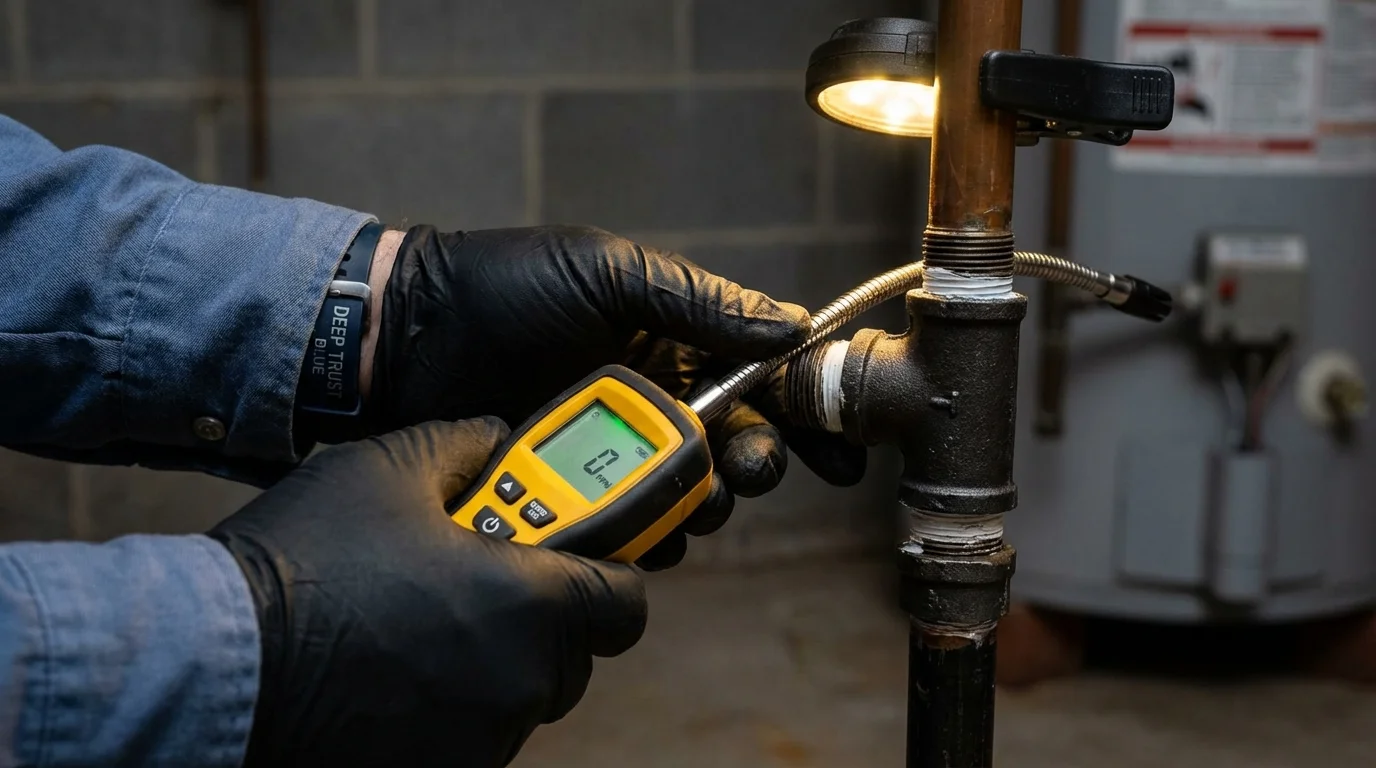 Gas leak detection with electronic sniffer by Johns Plumbing LLC in Highland Park