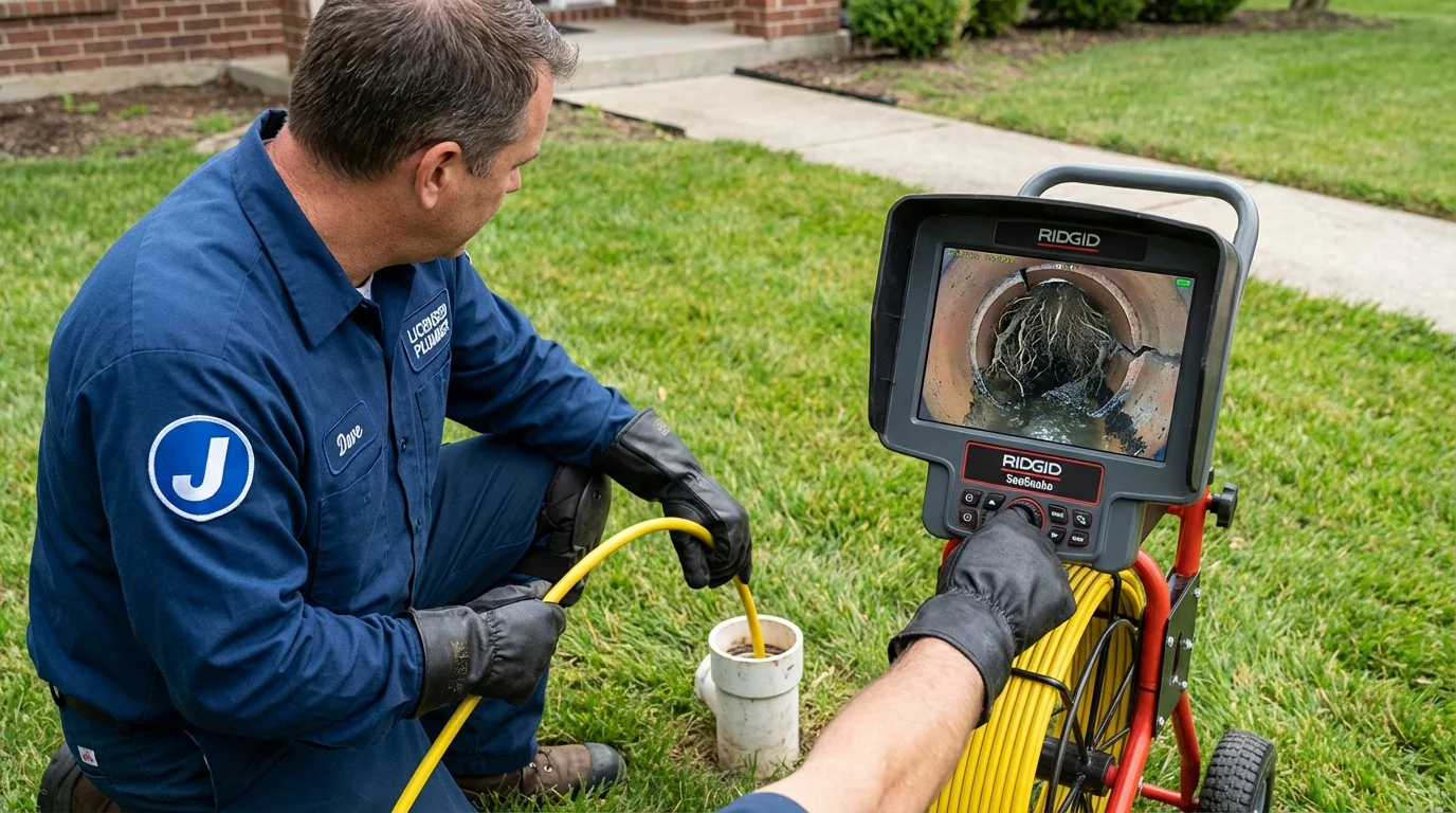 Sewer camera inspection being performed by Johns Plumbing LLC in Highland Park