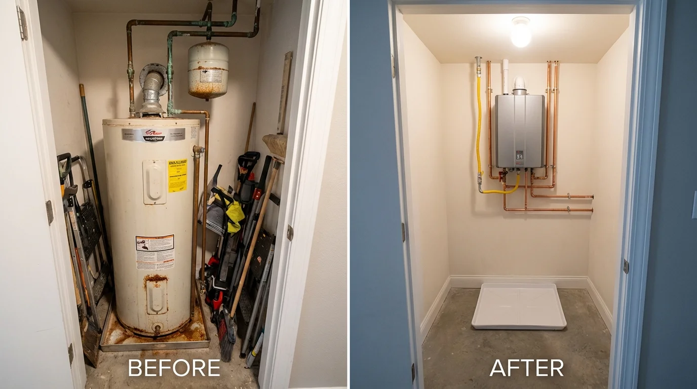 Tank water heater versus wall-mounted tankless unit comparison for Highland Park, NJ homeowners