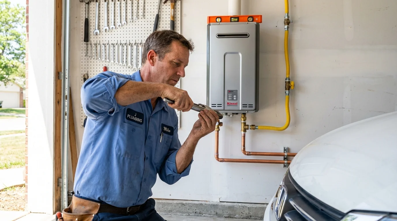 Tankless water heater installation by a Johns Plumbing LLC plumber in Highland Park